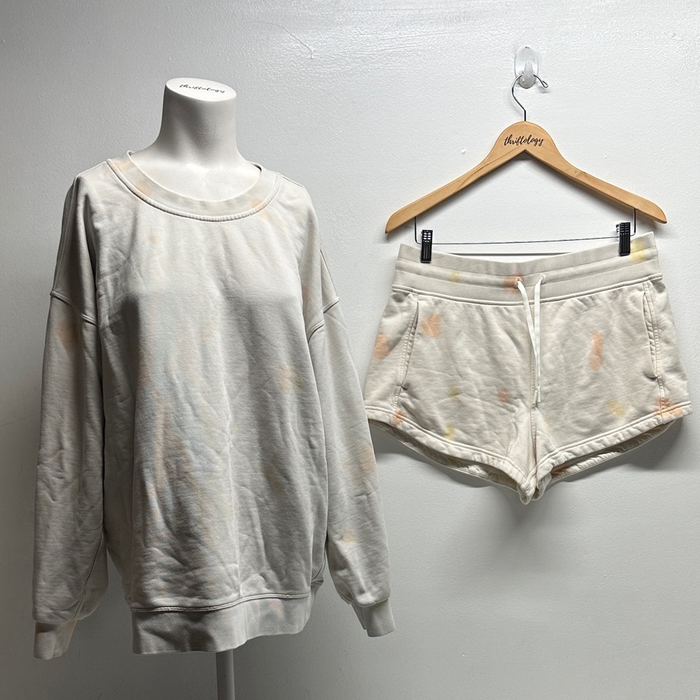 Lululemon Sweat Set Perfectly Oversized Crew Inner Glow High Rise Shorts Size 10